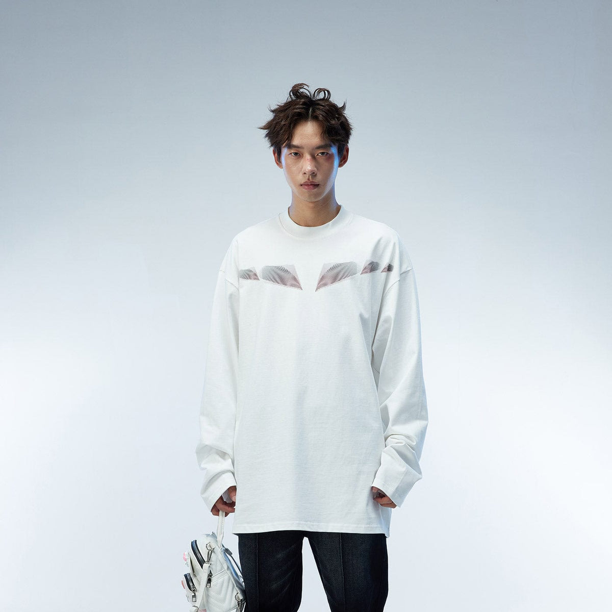 WHISTLEHUNTER Misaligned Hallucination Faux Leather Logo L/S Tee