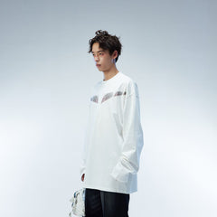 WHISTLEHUNTER Misaligned Hallucination Faux Leather Logo L/S Tee