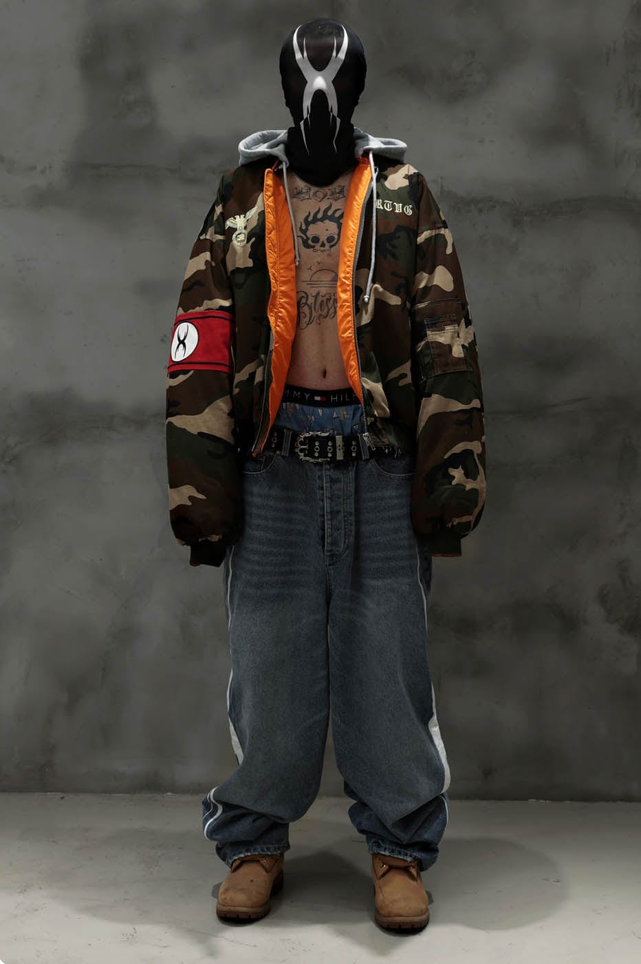 RTVG Washed Patchwork Baggy Jeans