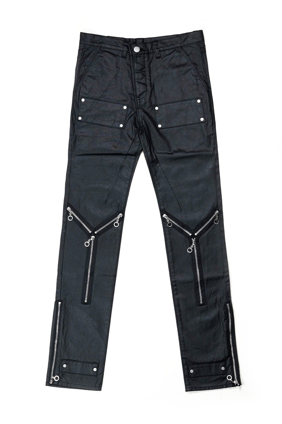 INSIDE OUT Multi-Zipper Rivet Pants