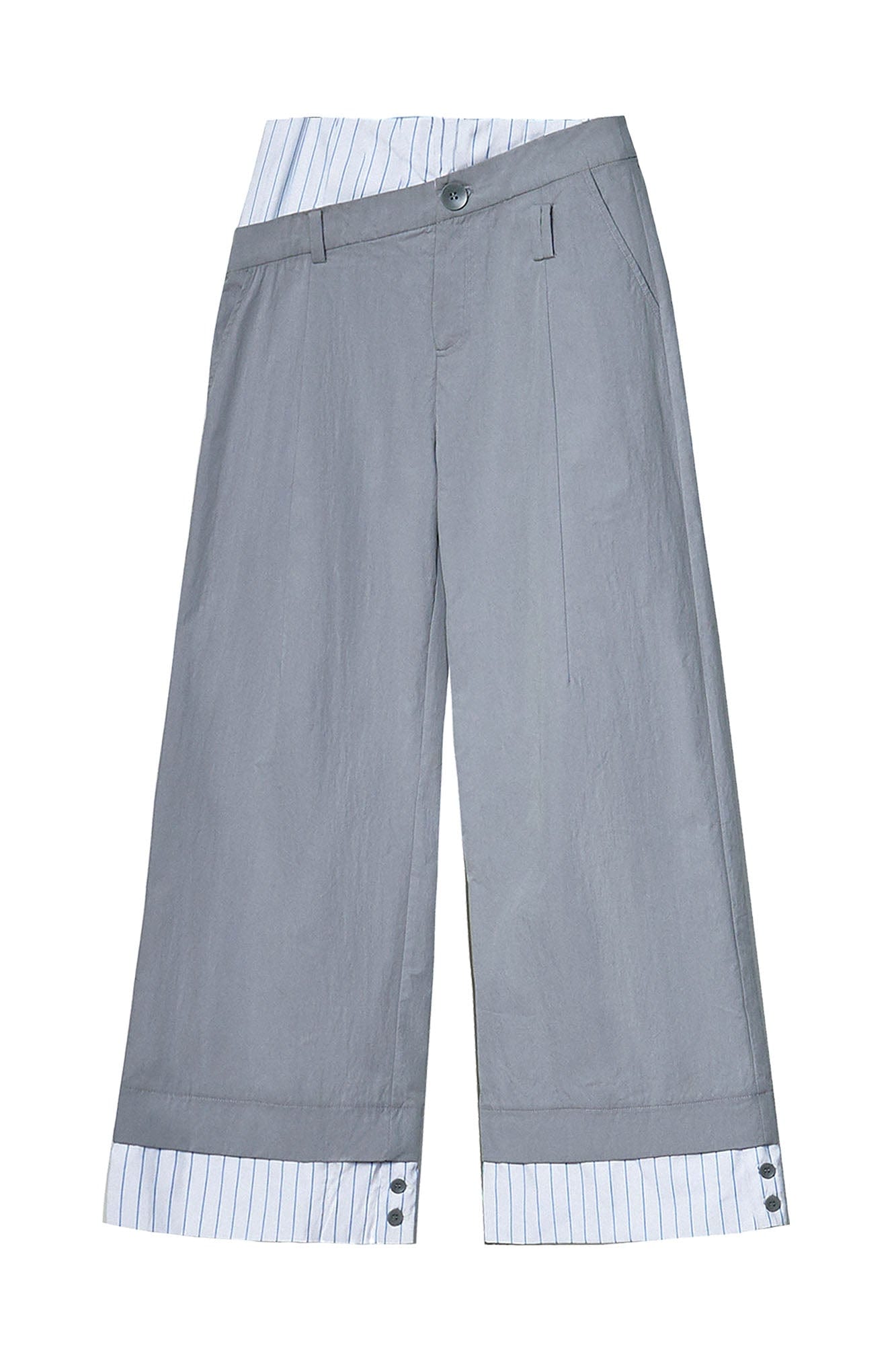 OIPWORD Asymmetrical Waist Faux-Layered Wide-Leg Pants