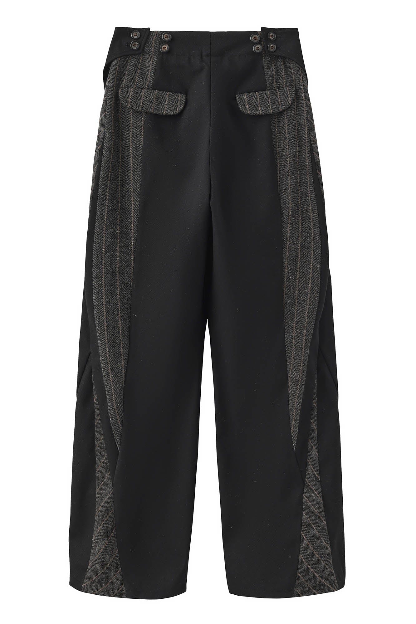 MOITIEDEPETALE Geometric Paneled Pinstripe Pleated Wide-Leg Trousers