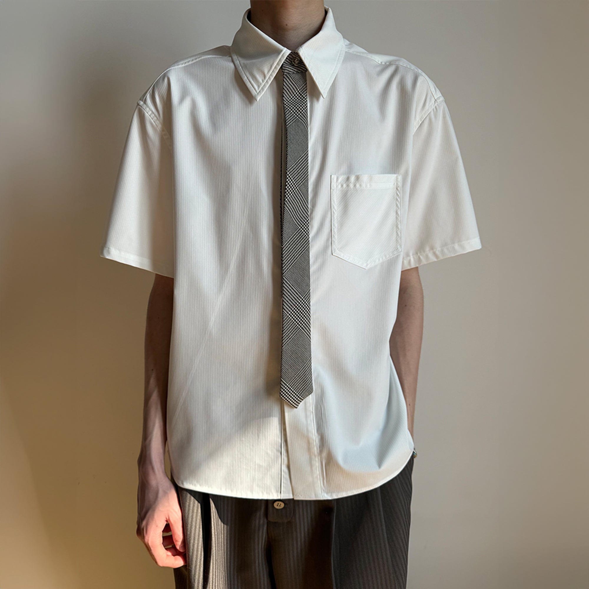 KREATE Preppy Half-Sleeve Shirt with Tie