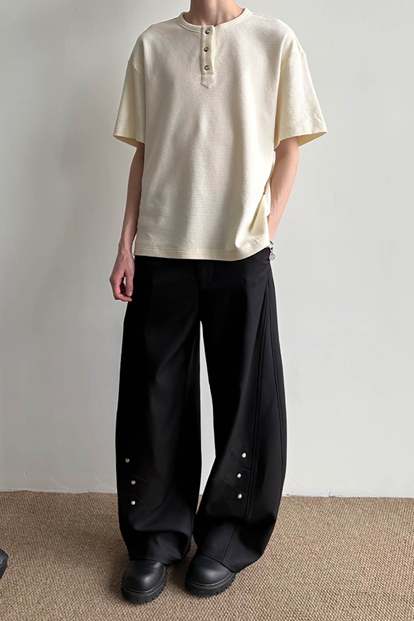 KREATE Petal Buttoned Wide-Leg Trousers