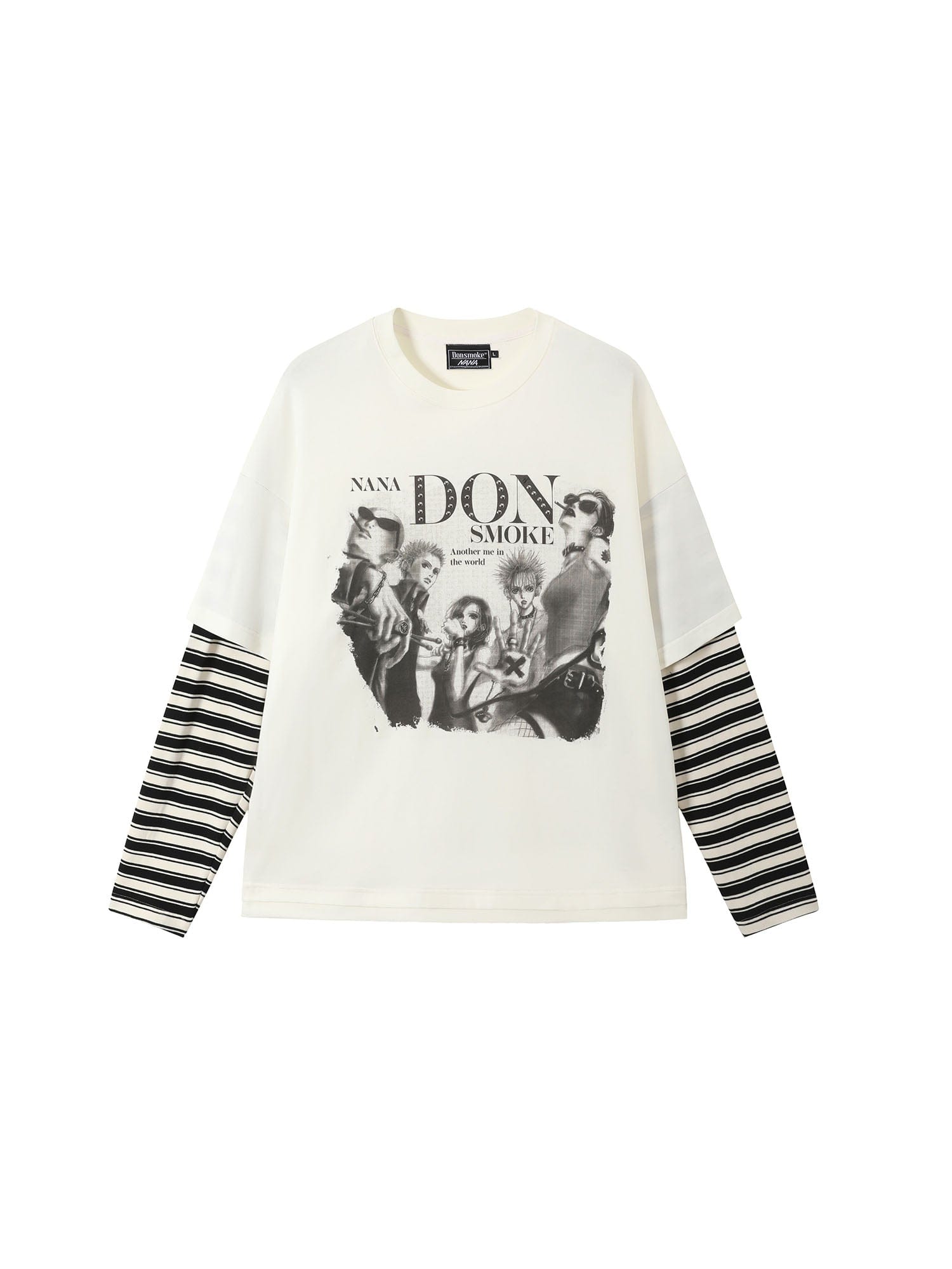 DONSMOKE×NANA Punk Striped Layered Long-Sleeve Tee
