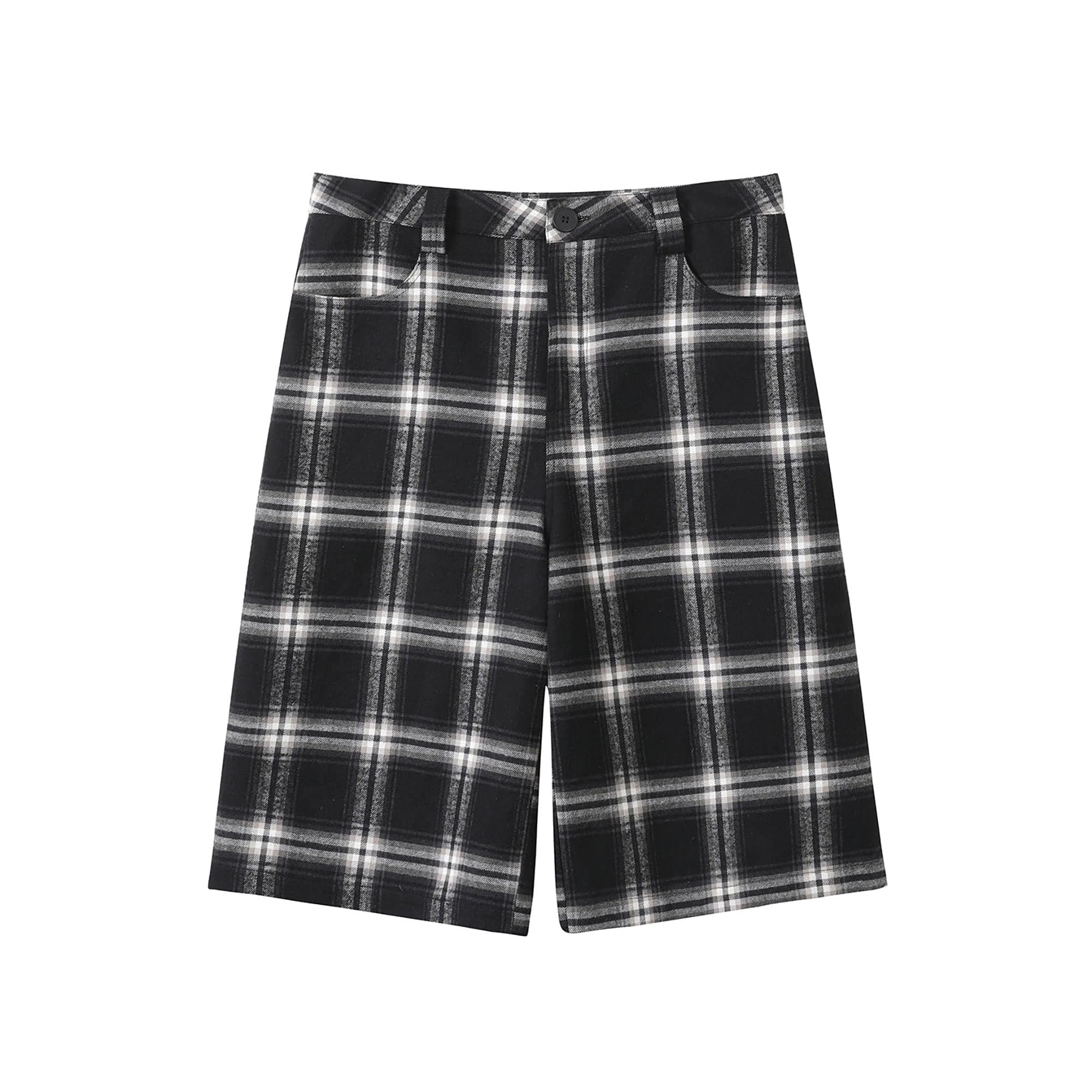 DONSMOKE Retro Plaid Oversized Shorts