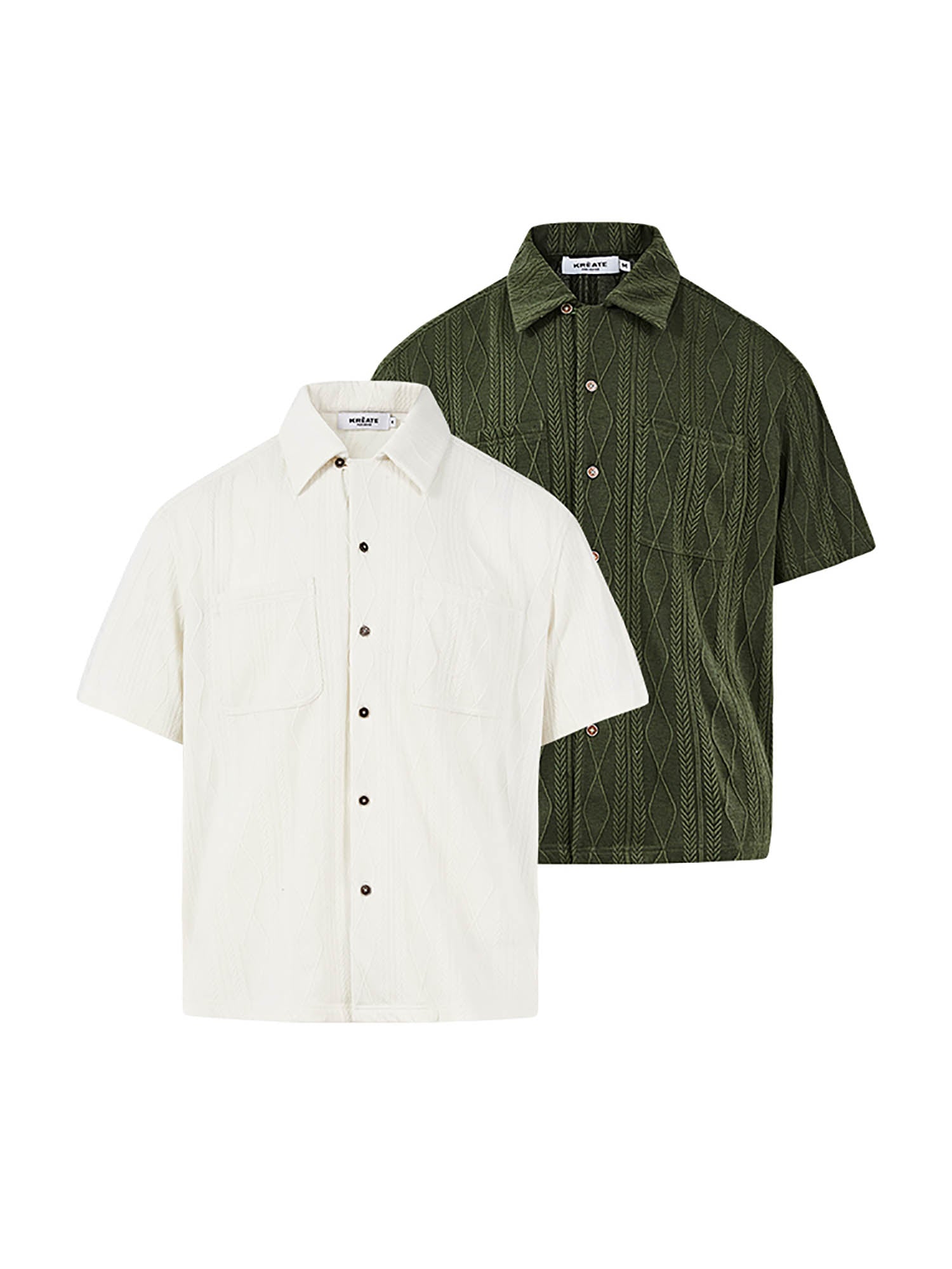 KREATE Cable-Jacquard Pocket Cuban Half Shirt