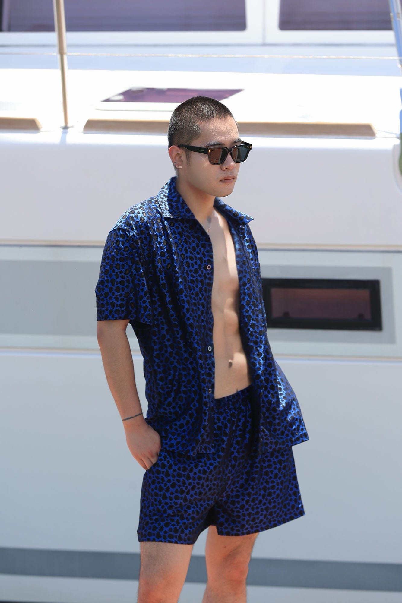 SOURPLUM Leopard Satin Half Shirt