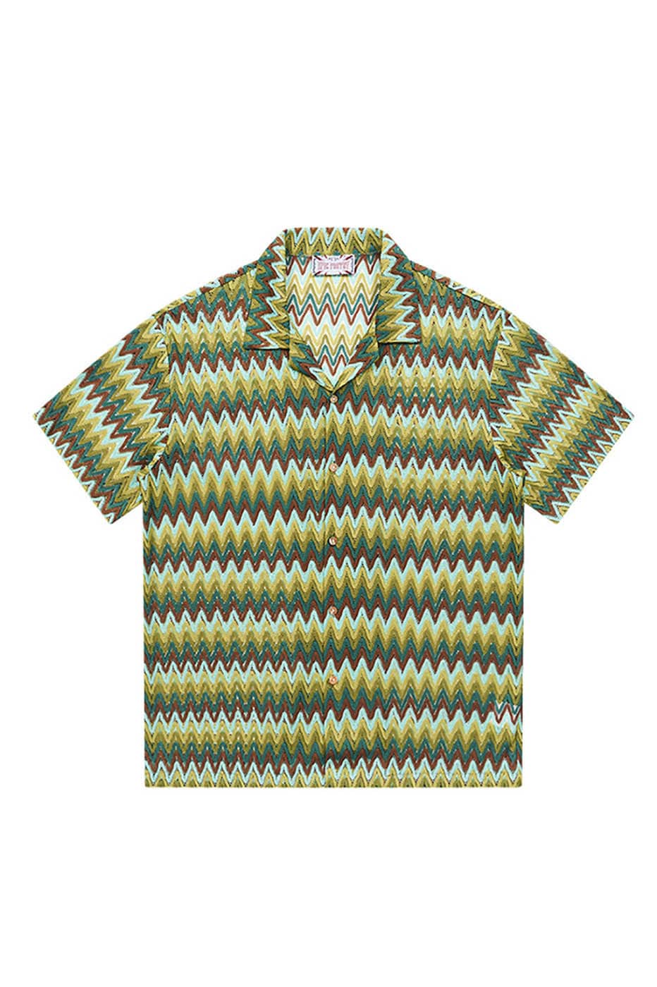 EPIC POETRY Geometric Ripple Knitted Half Shirt Watermelon