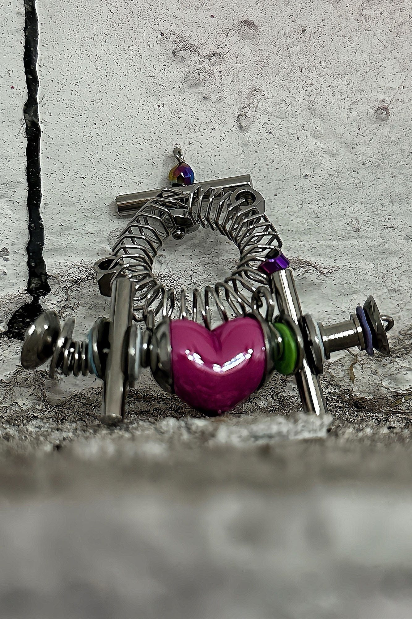ILLUSORY Time Machine Neon Heart Spiral Coil Ring