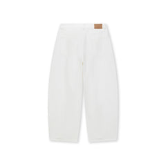 BONELESS Washed Ripped Hem Curved Baggy Jeans