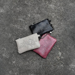 MAKEMORE Cracked Faux Leather Studded Mini Pouch