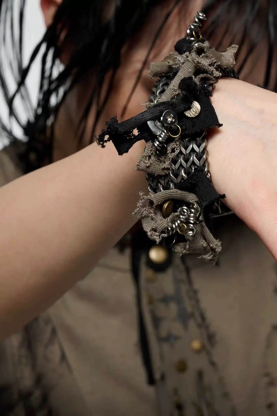 ILLUSORY x FLYERRER Distressed Metal Fabric Bracelet