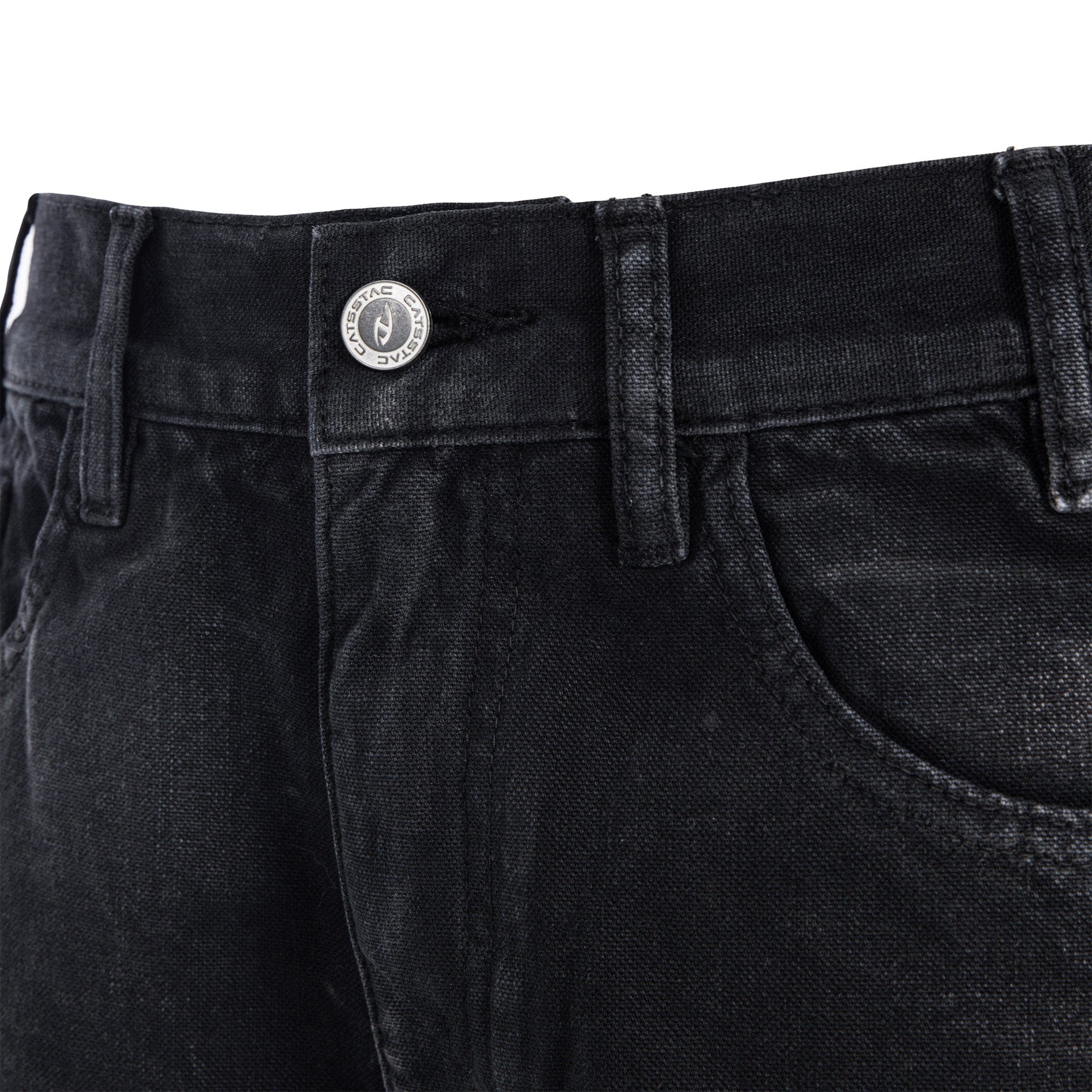 CATSSTAC Distressed Double-Knee Carpenter Straight-Leg Jeans Black