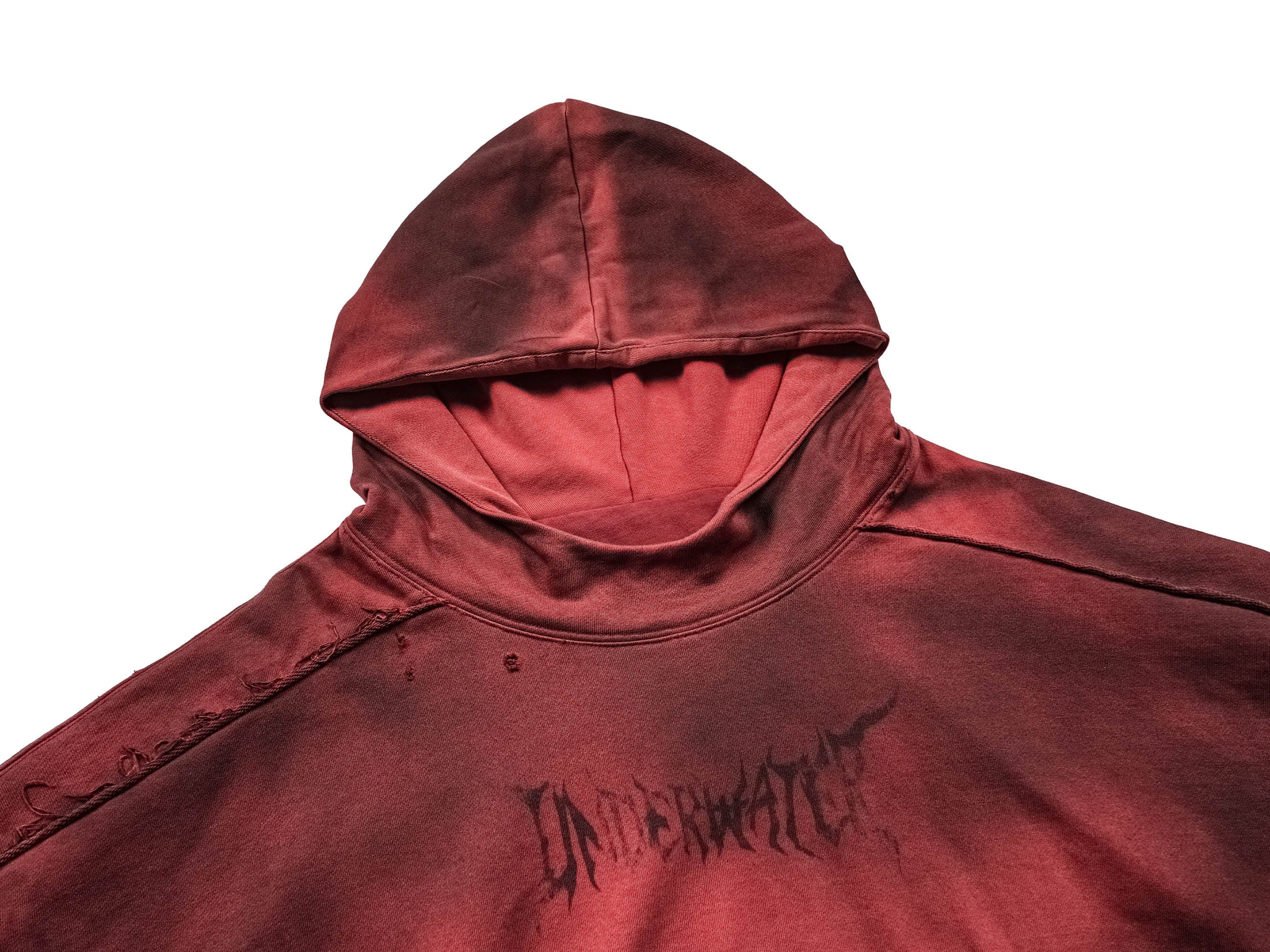 UNDERWATER Ashen Ember Distressed Elevated Hoodie Red
