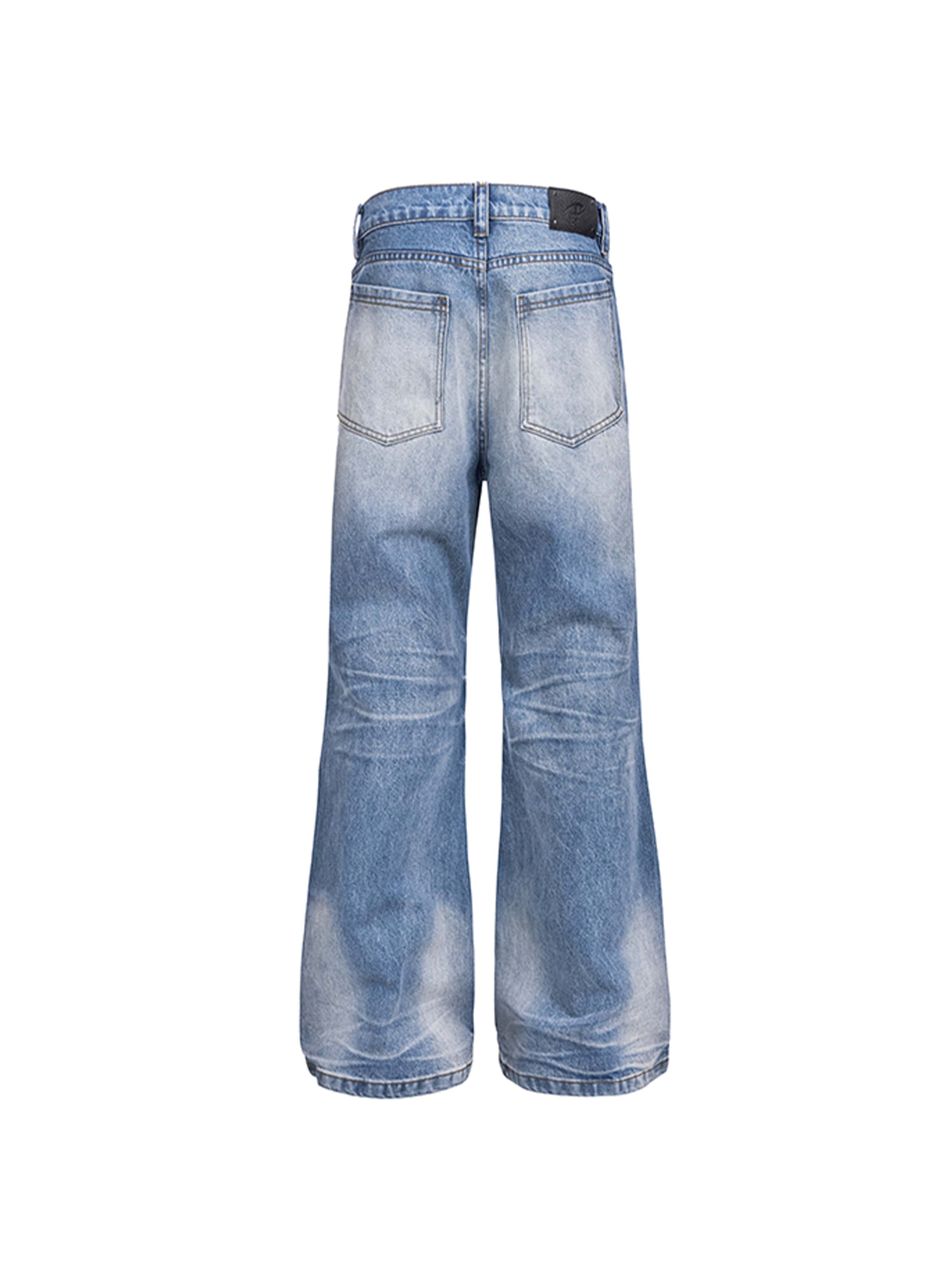 CATSSTAC Frost-Washed Wide-Leg Flared Jeans