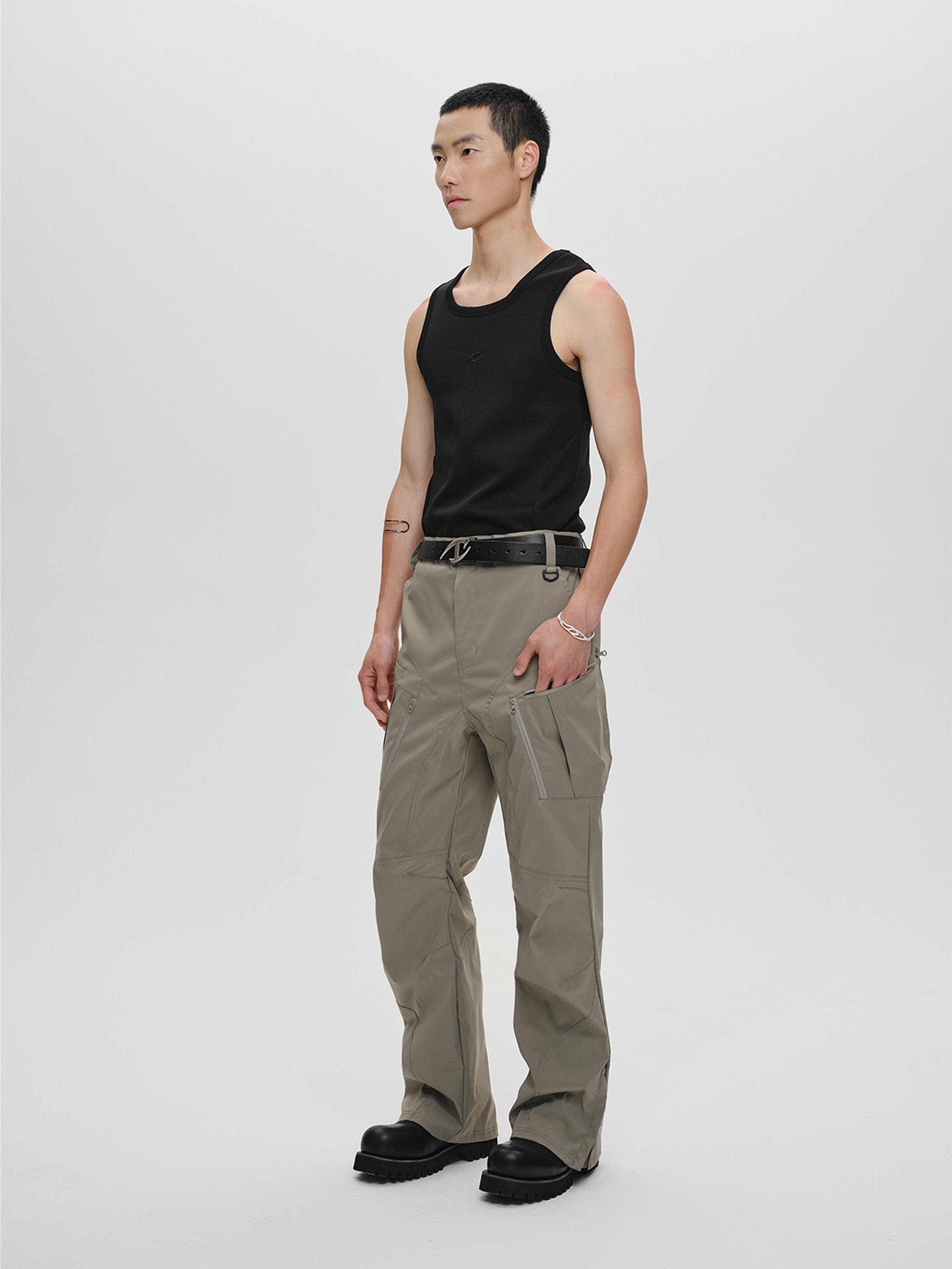 CATSSTAC Tech Paneled Zipper Pockets Elastic Waist Pants