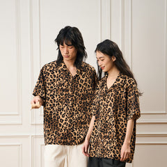 EPIC POETRY Leopard Cuban Half Shirt