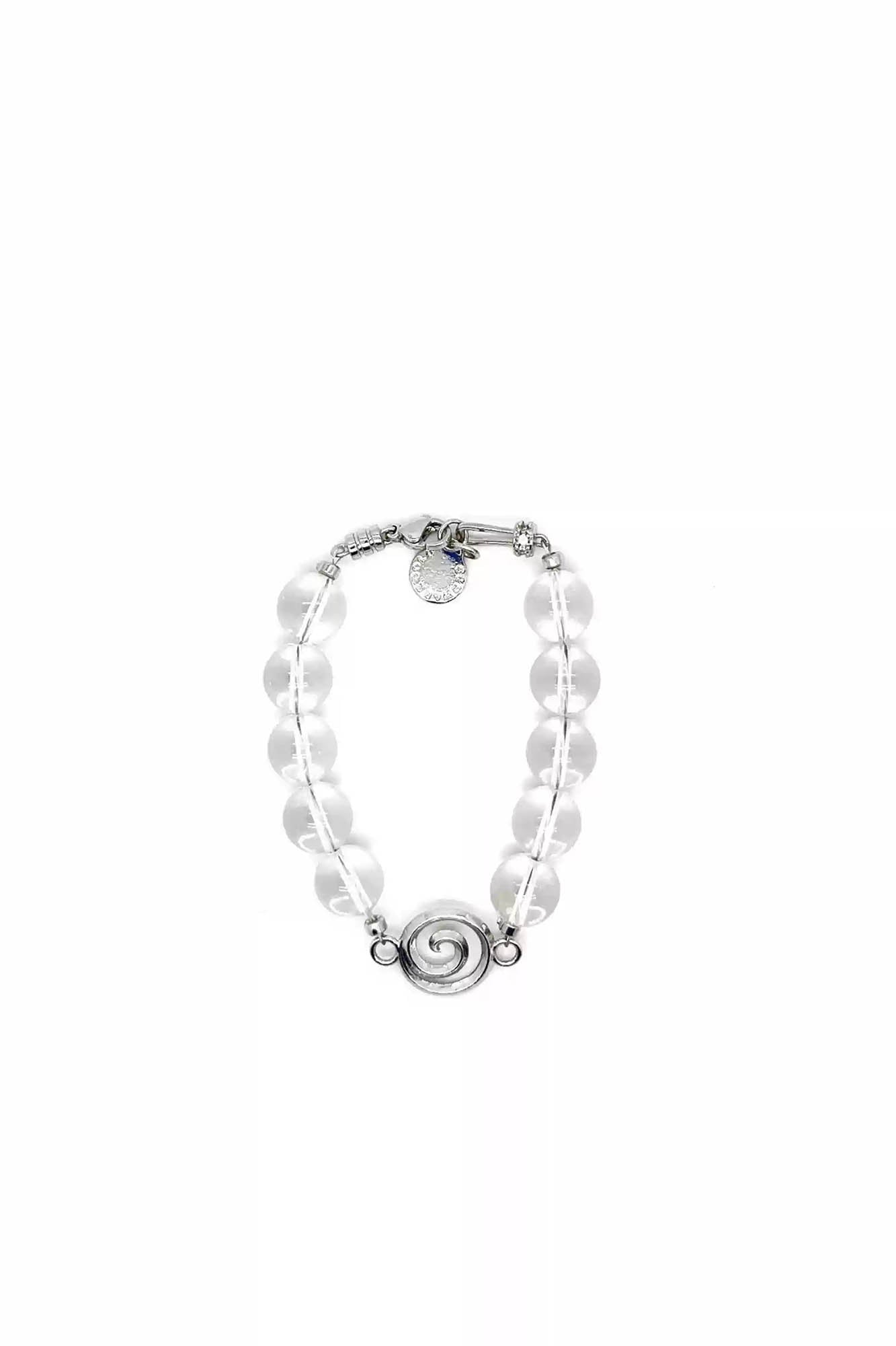SCHWARZGOLD Spiral White Crystal Beaded Bracelet