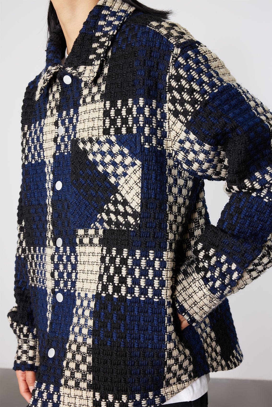 BONELESS Contrast Tweed Plaid Jacket