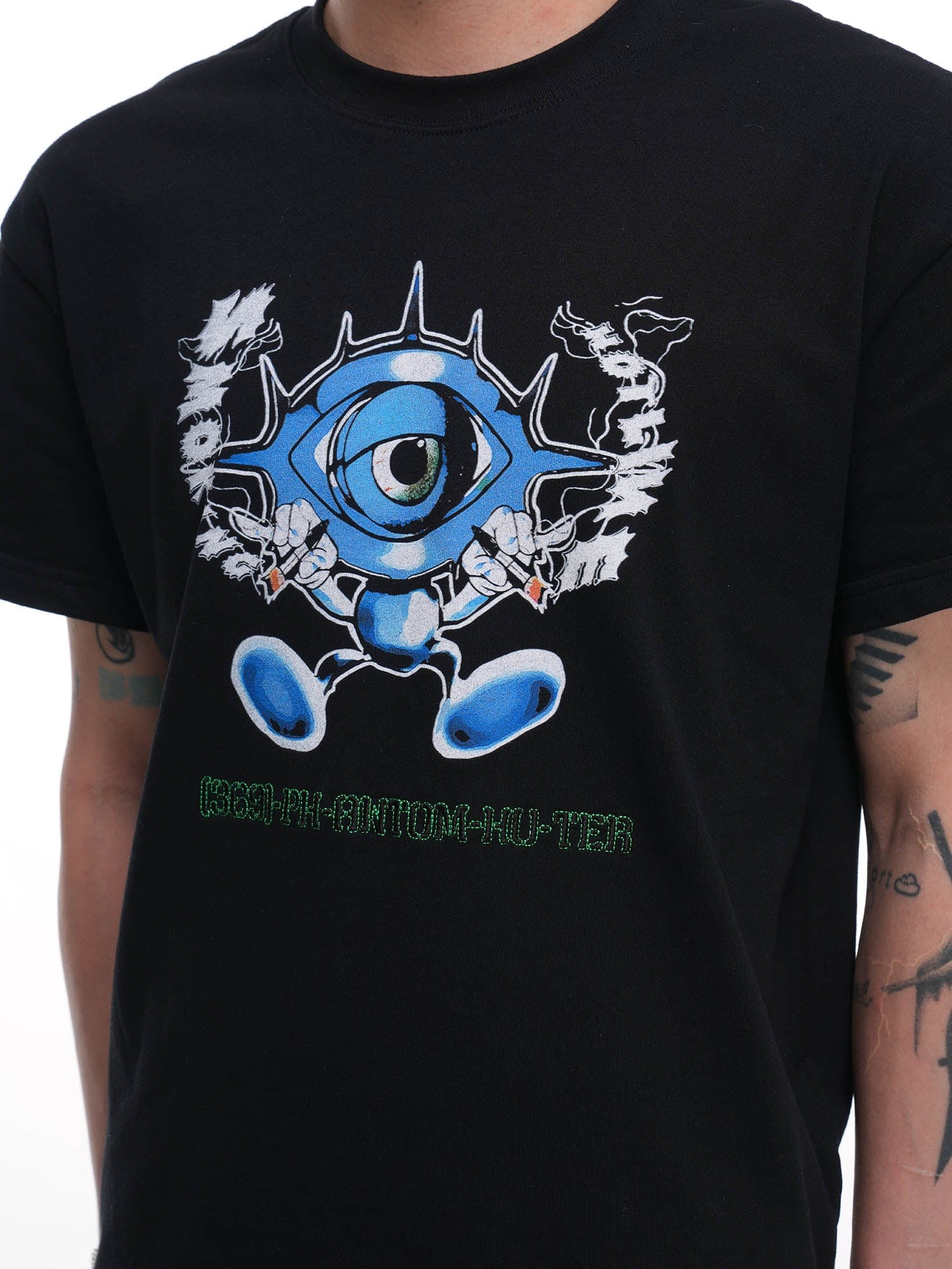 PHANTOMHUNTER Cartoon Eyeball Graphic Embroidered T-Shirt