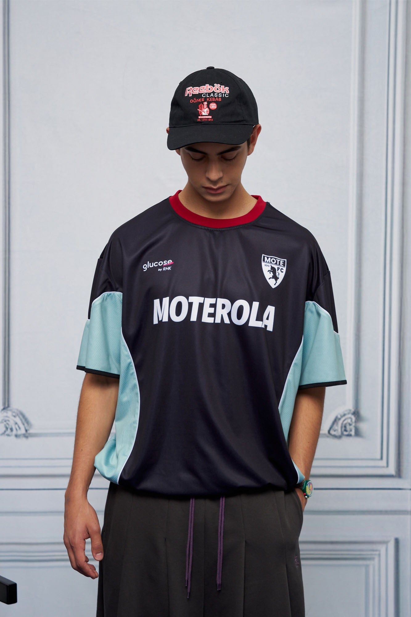 UNLIMITED MOTE x glucose by RMK Contrast Spliced Drawstring Hem Jersey