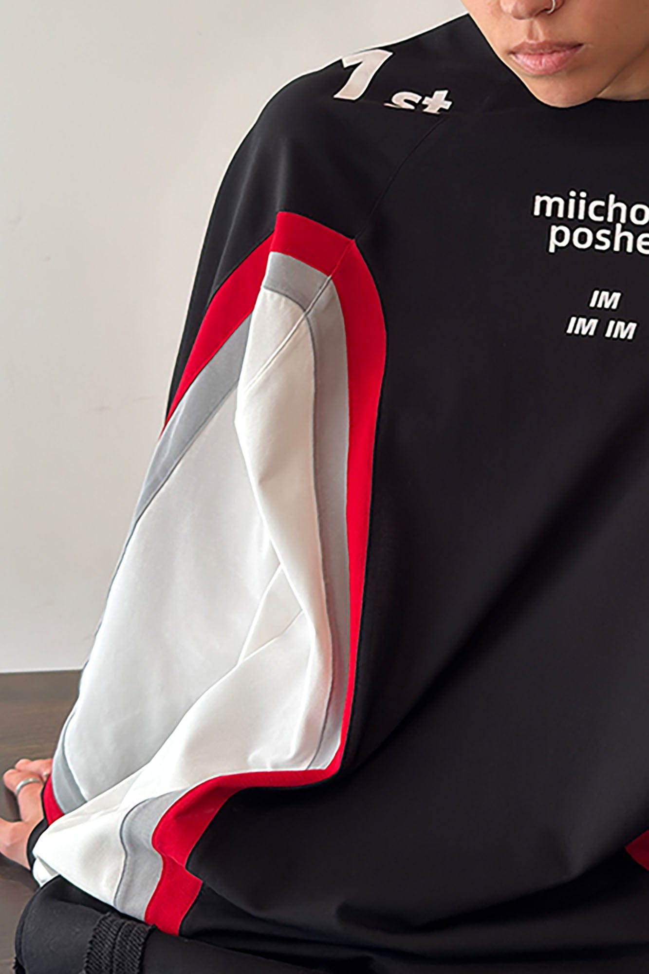 MIICHOUS Arc Panelled UV Protection Button-Neck Long-Sleeve Tee