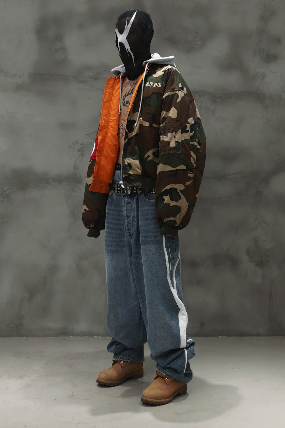 RTVG Washed Patchwork Baggy Jeans