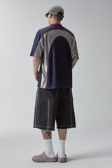 F2CE Raw-Hem Raised Seam Washed Denim Shorts