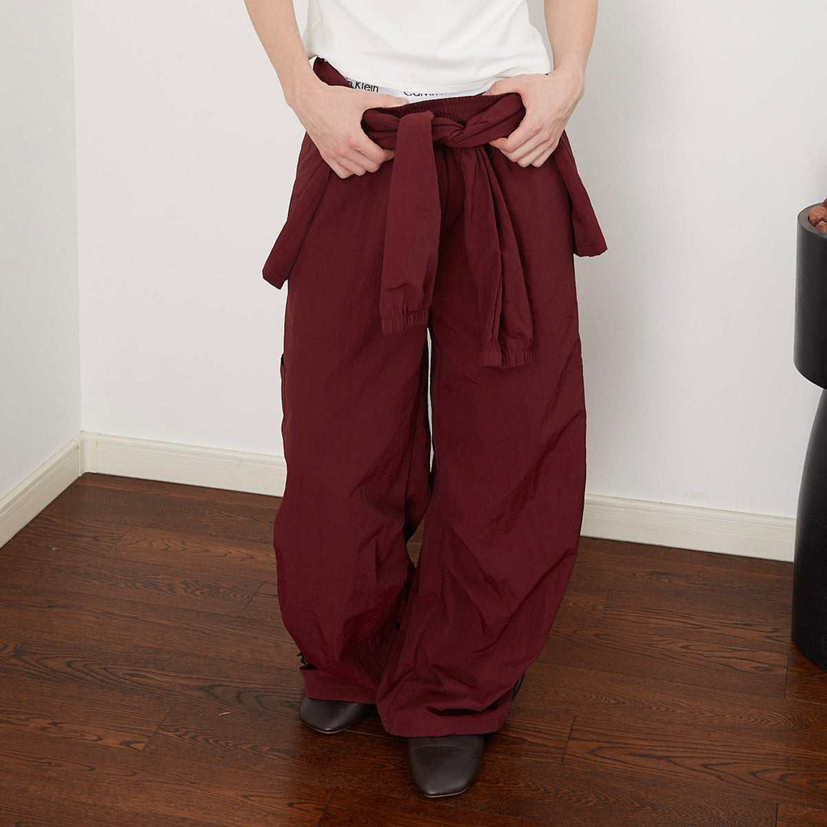 ASSEEN Detachable Draped Flap Wrinkled Parachute Pants