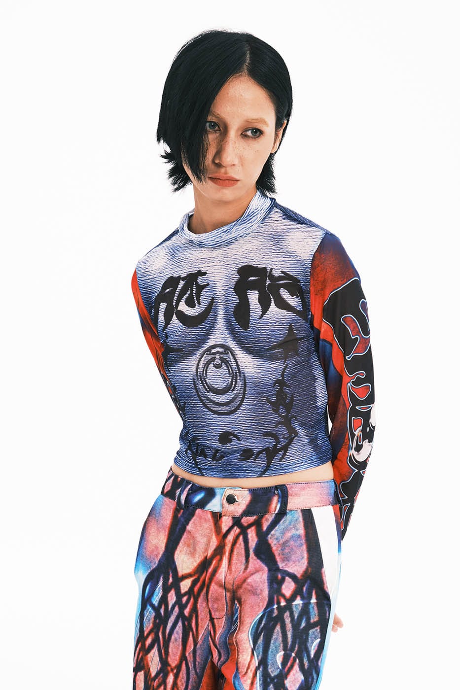 EMBRYO Totemic Muscle Full-Print Turtleneck L/S Tee