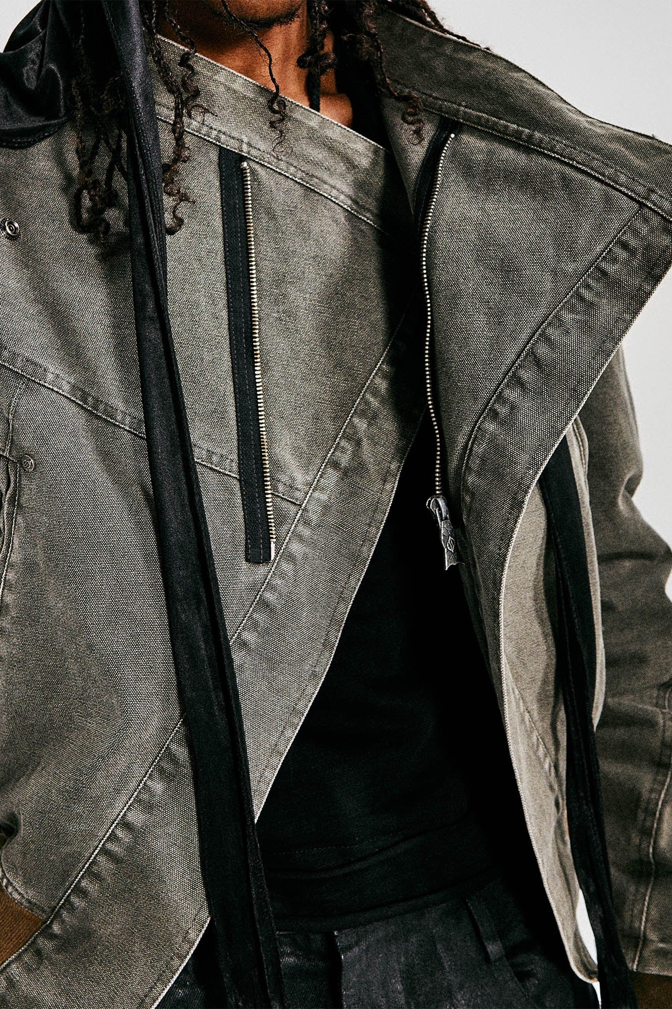 FLYERRER Asymmetrical Distressed Cropped Denim Jacket