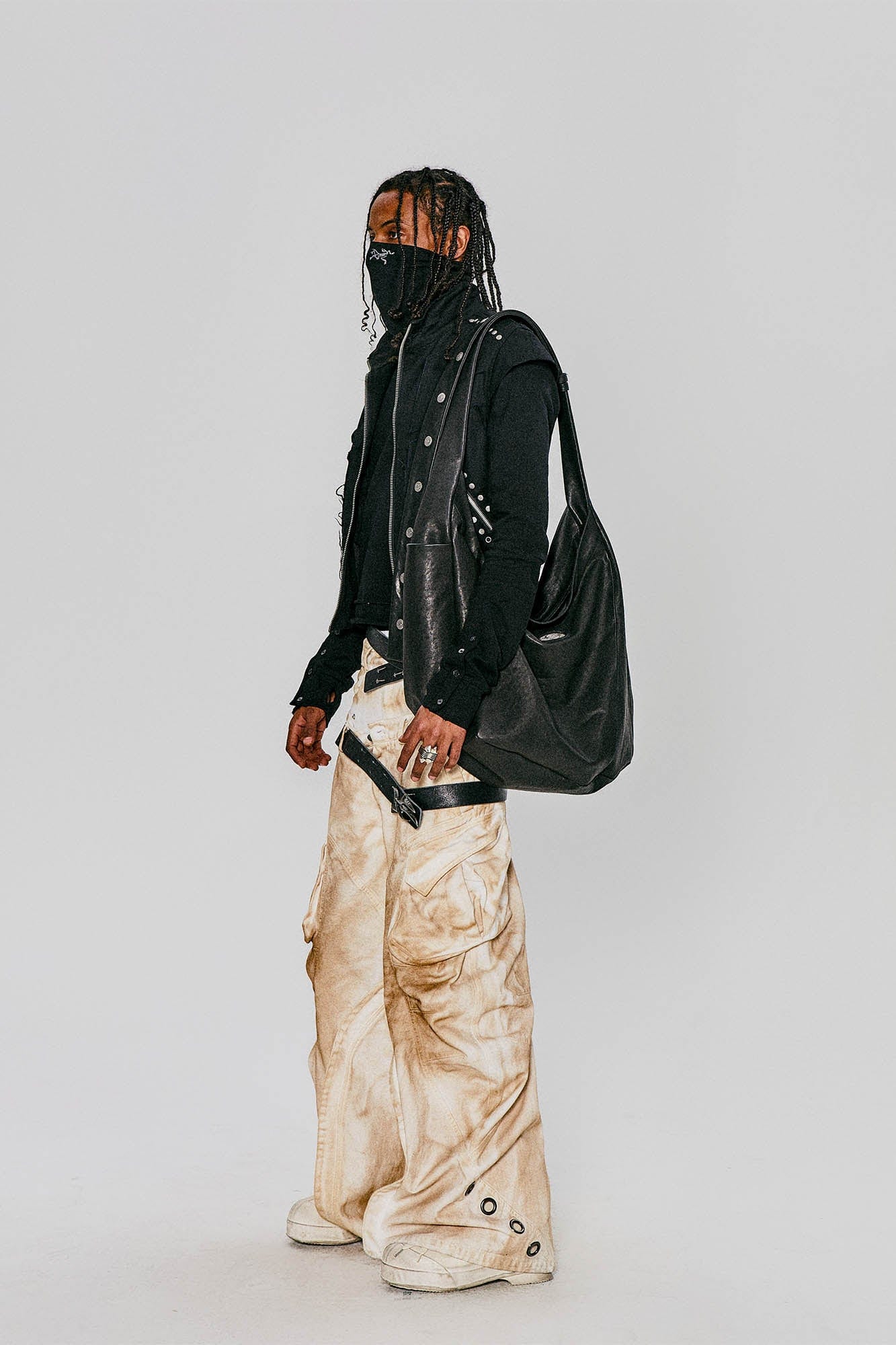 FLYERRER Studded Spliced Stand-Collar Zip-Up Vest