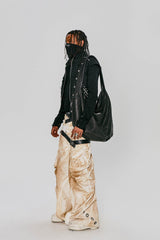 FLYERRER Studded Spliced Stand-Collar Zip-Up Vest