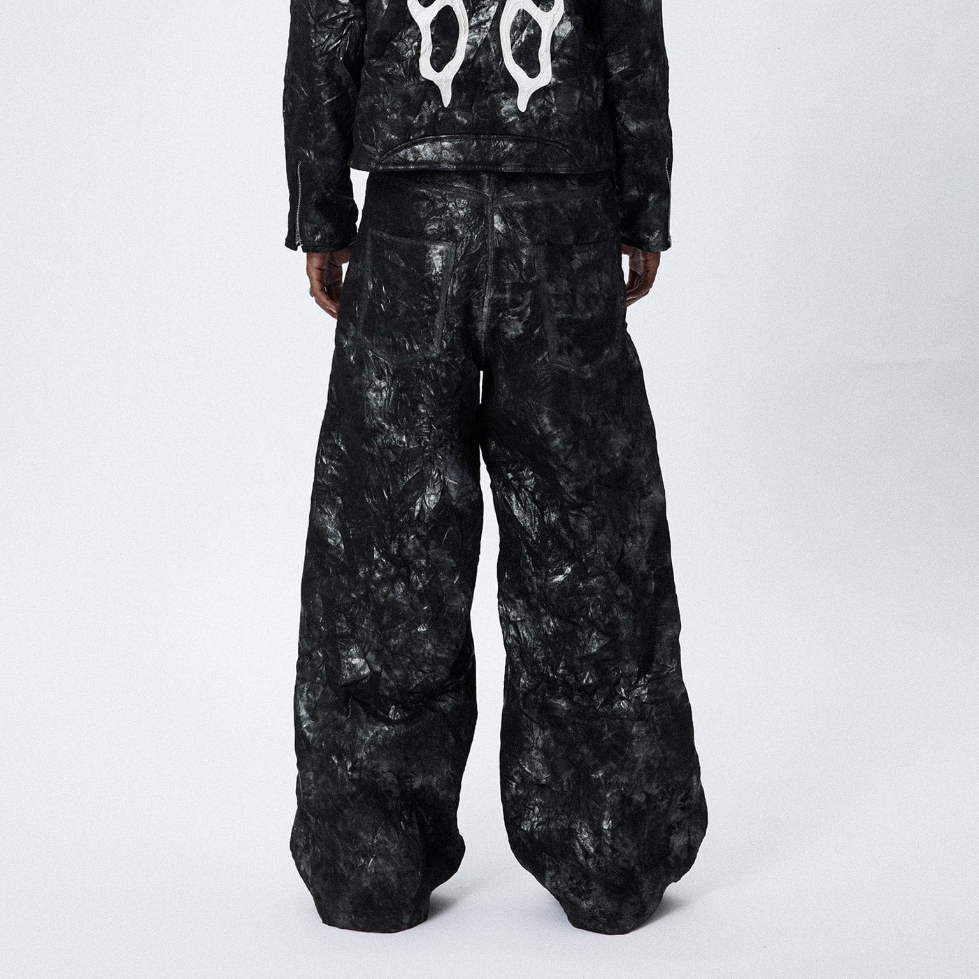 DND4DES Faux Leather Wrinkled Motorcycle Pants