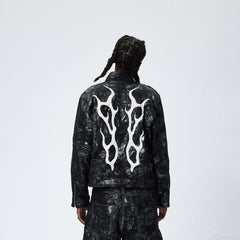DND4DES Faux Leather Fire Motorcycle Jacket