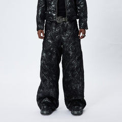 DND4DES Faux Leather Wrinkled Motorcycle Pants