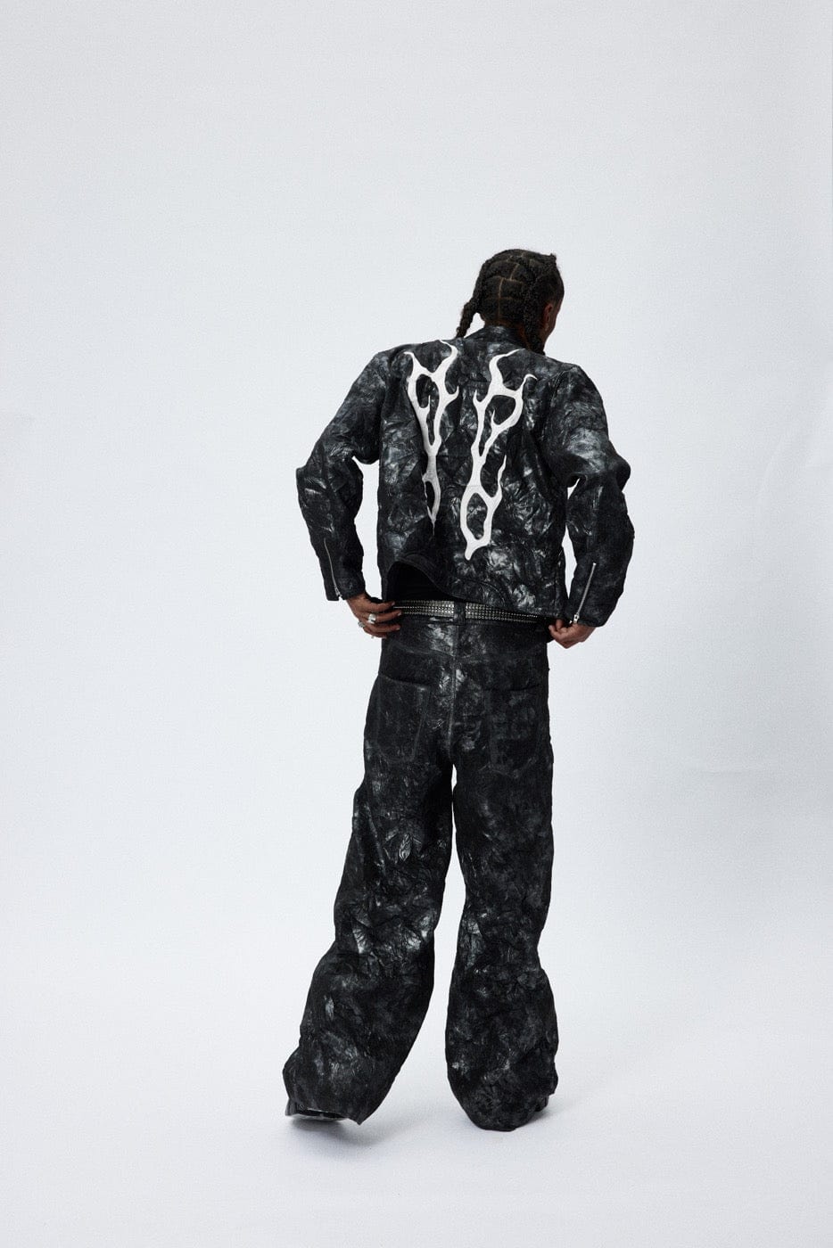 DND4DES Faux Leather Fire Motorcycle Jacket