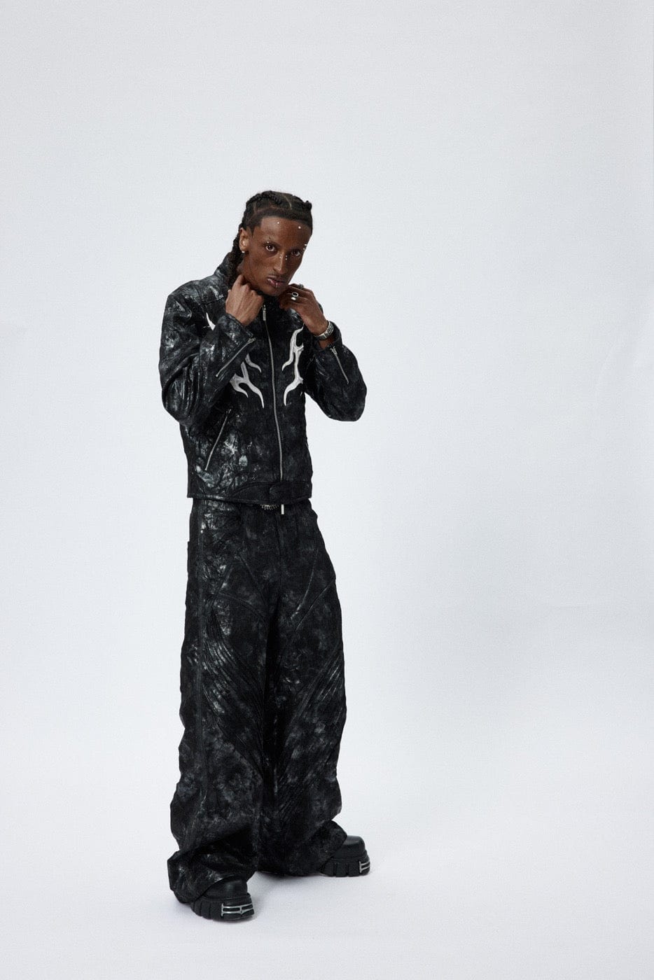 DND4DES Faux Leather Fire Motorcycle Jacket