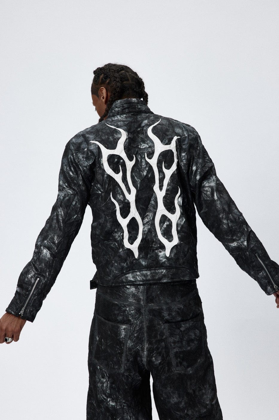 DND4DES Faux Leather Fire Motorcycle Jacket