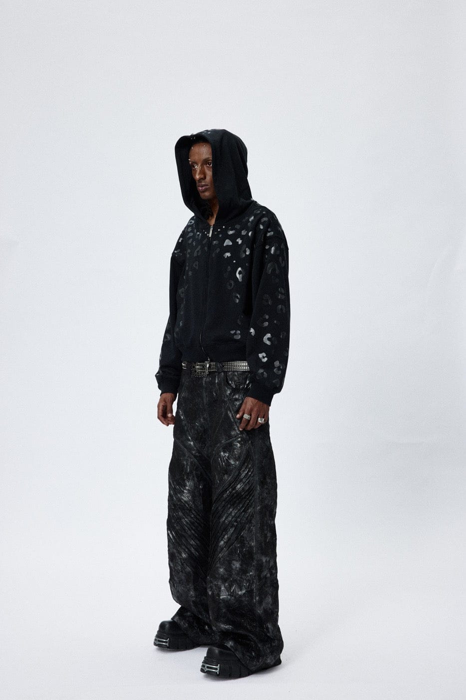 DND4DES Faux Leather Wrinkled Motorcycle Pants