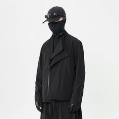 SILENSTORM Asymmetrical Double-Lapel Zipper Blazer Jacket