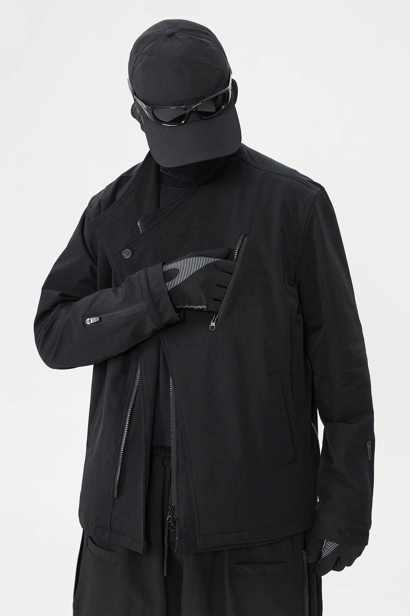 SILENSTORM Asymmetrical Double-Lapel Zipper Blazer Jacket