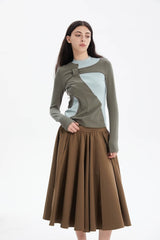 ERROR CODE ROBOT Asymmetrical Contrast Layered Long-Sleeve Tee