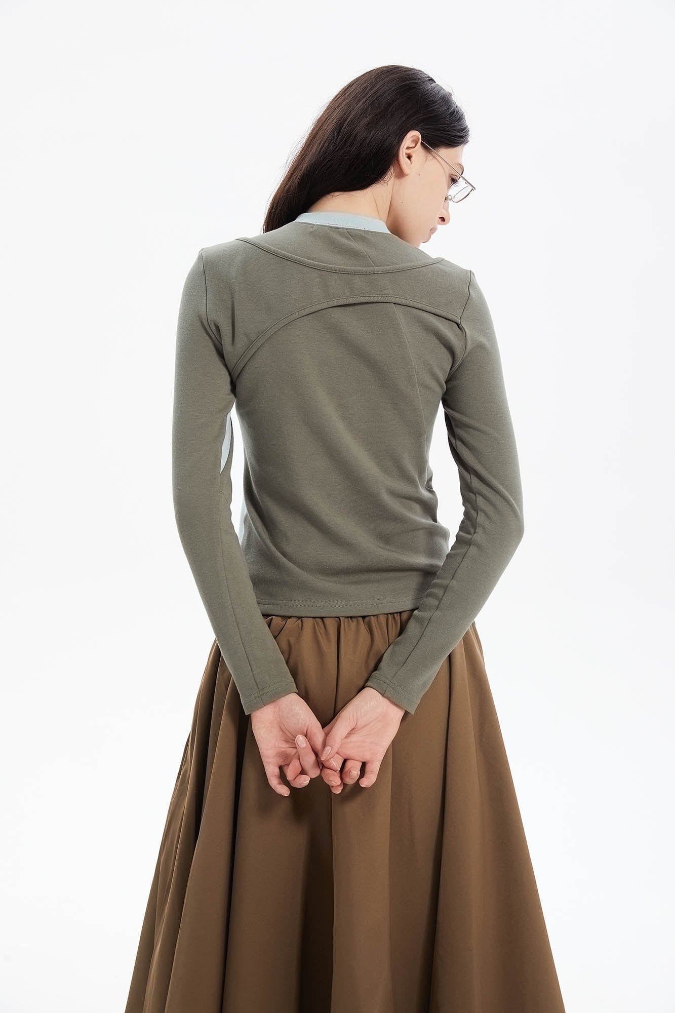 ERROR CODE ROBOT Asymmetrical Contrast Layered Long-Sleeve Tee