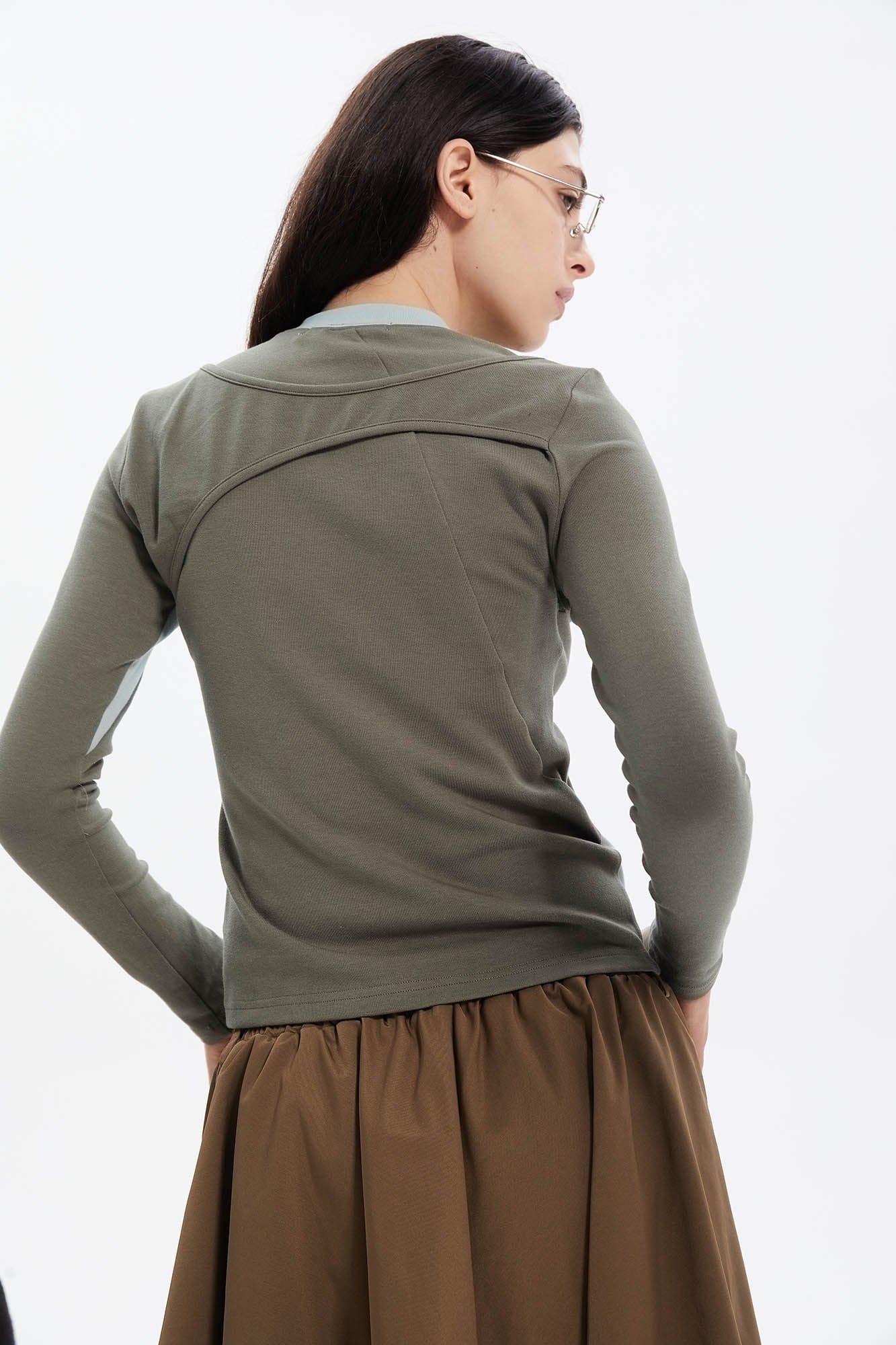 ERROR CODE ROBOT Asymmetrical Contrast Layered Long-Sleeve Tee
