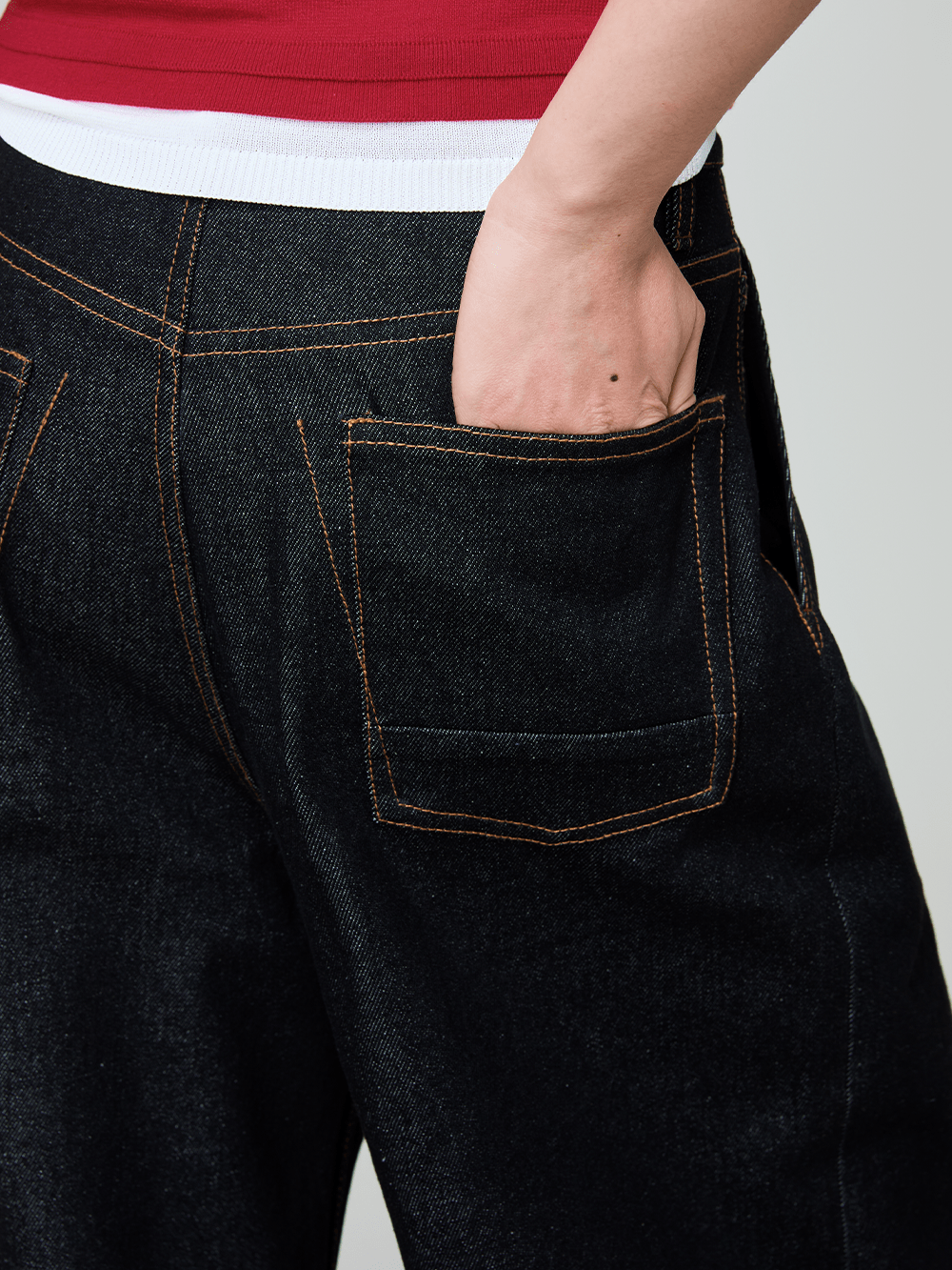 OPICLOTH Retro Washed Pleated Wide-Leg Jeans