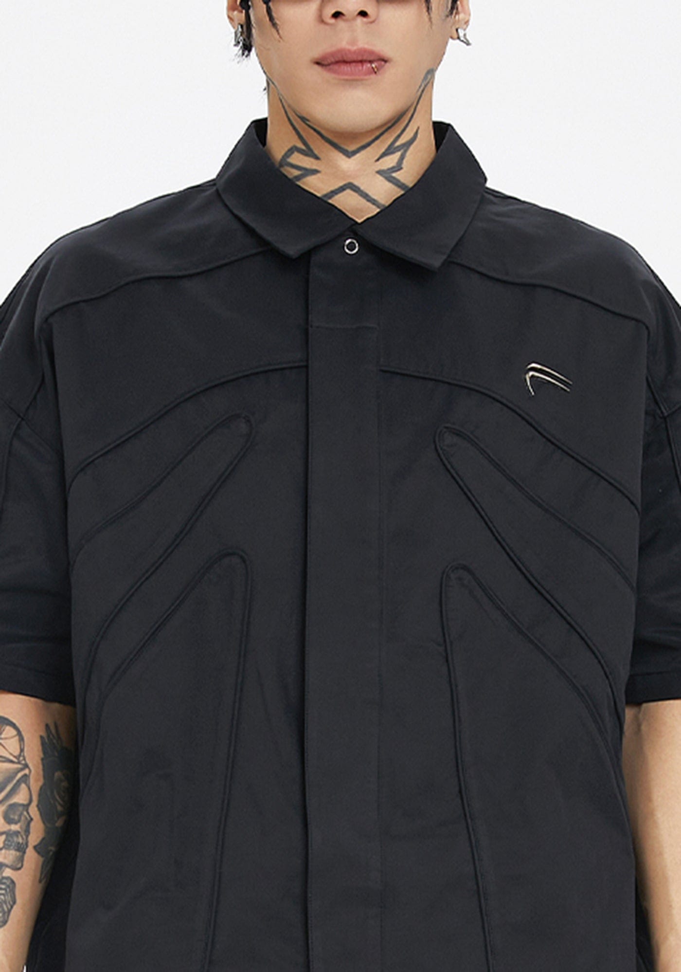 F2CE Spliced Metal Logo Half Shirt