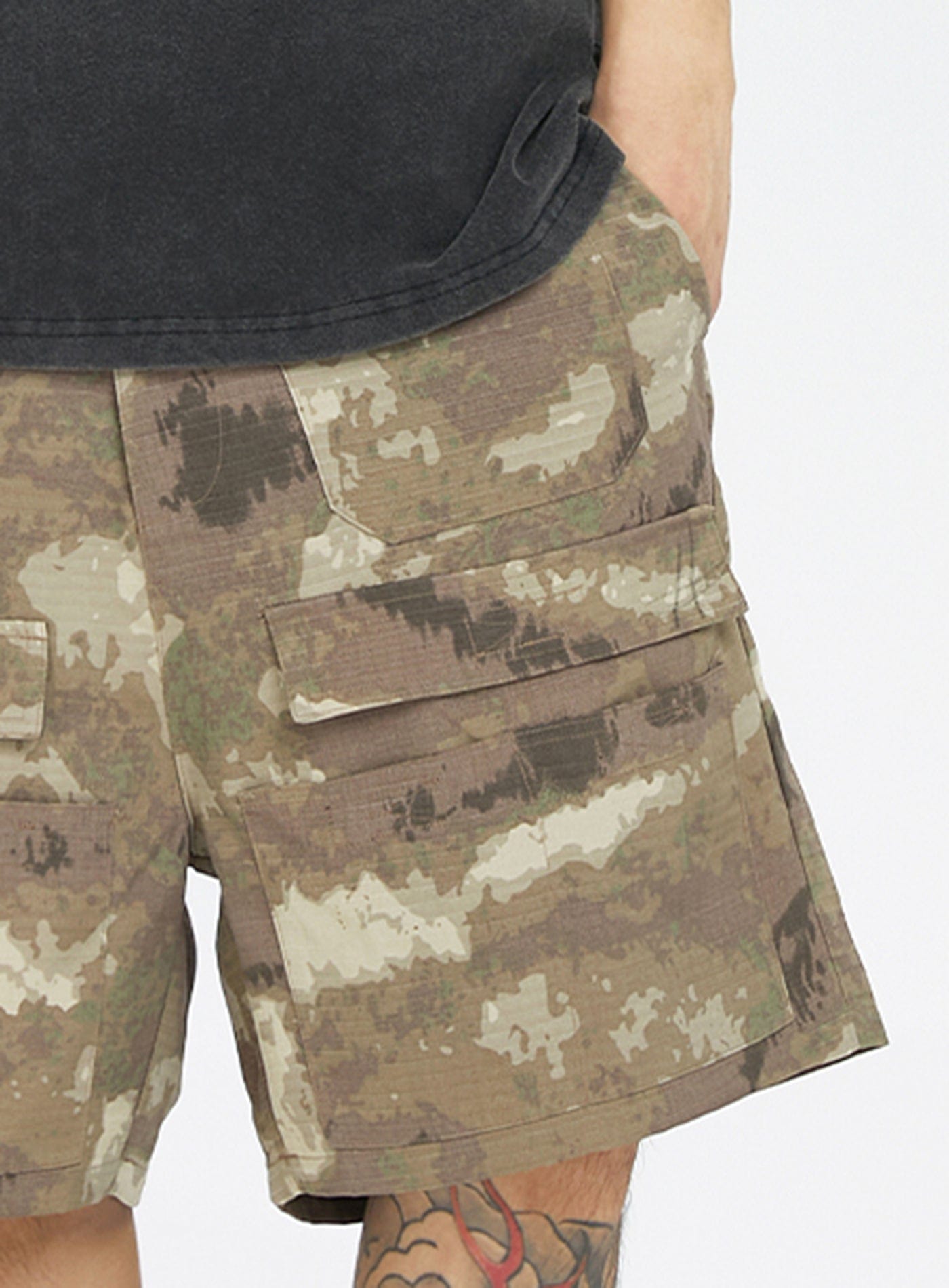 F2CE Retro Camo Multi Pocket Buckle Shorts