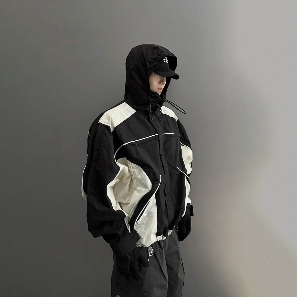 F2CE Deconstructed Detachable-Hood Color-Block Windbreaker